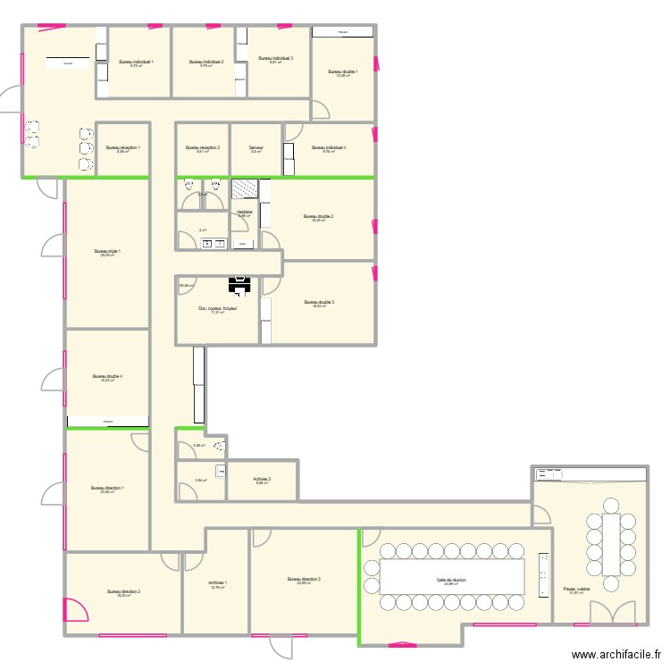 bureau sjl janvier V2. Plan de 26 pièces et 411 m2