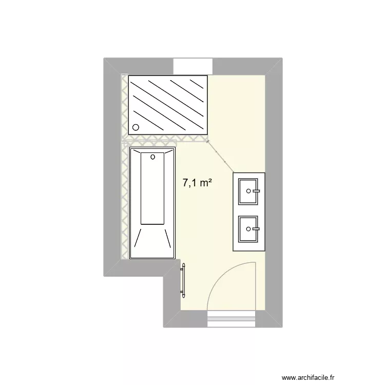 SDB maison. Plan de 1 Pièce et 7 m² SDB maison. Plan de 1 Pièce et 7 m²