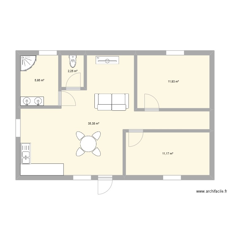 ah elec. Plan de 5 pièces et 67 m2