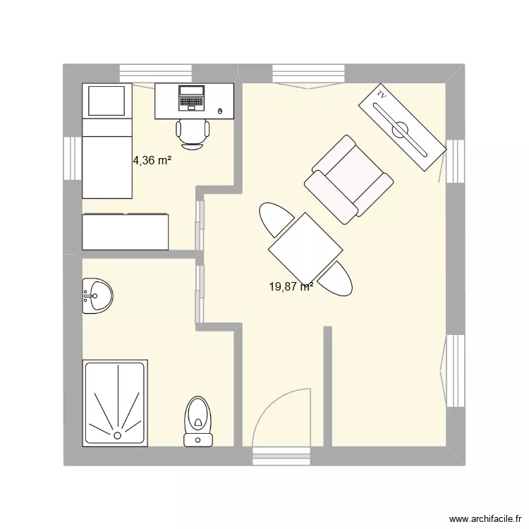 plane 1. Plan de 2 pièces et 24 m² plane 1. Plan de 2 pièces et 24 m²