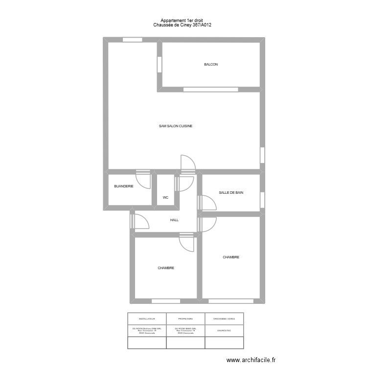 1ER droit coutisse. Plan de 8 pièces et 102 m2