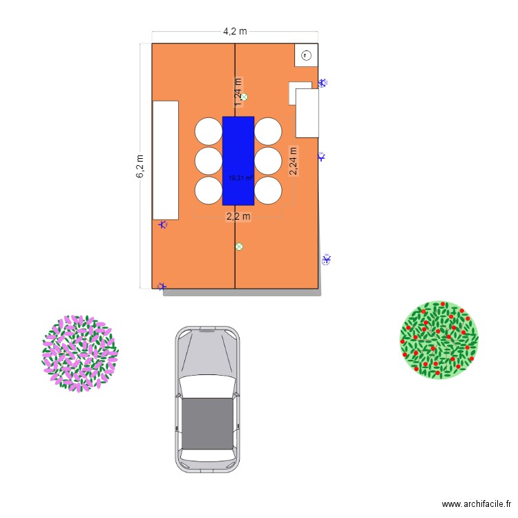 Hangar de ROBIAC. Plan de 1 pièce et 19 m2