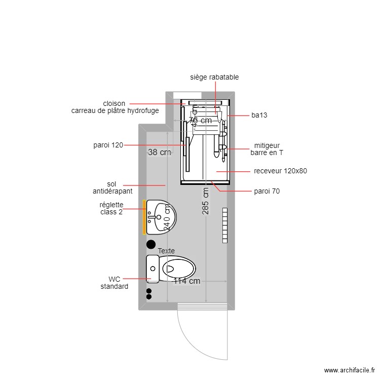 sudro. Plan de 1 pièce et 3 m2