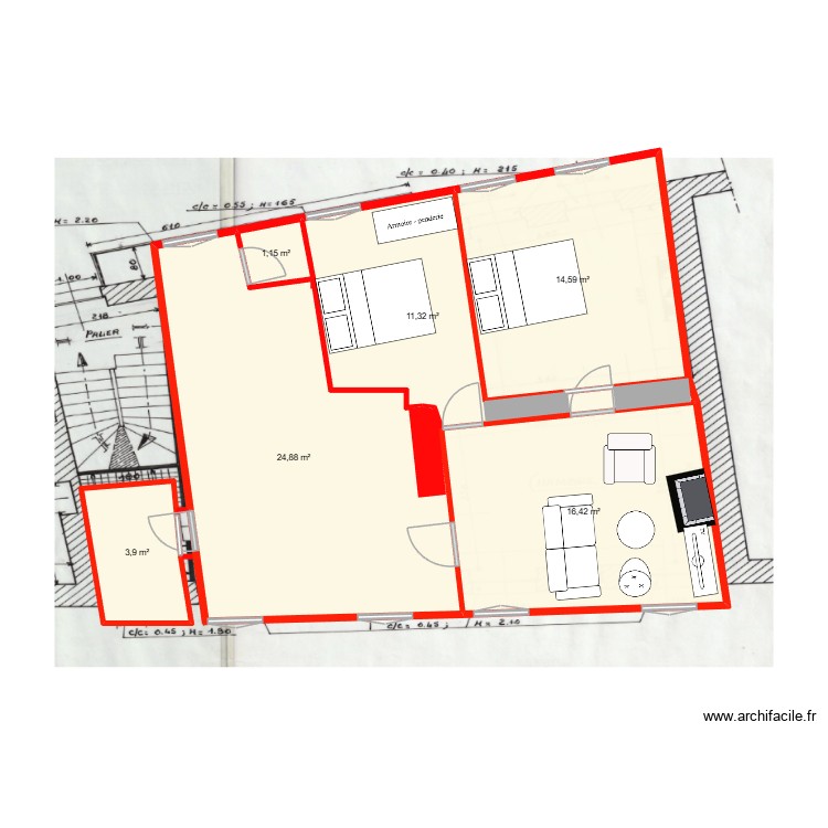 droite version 2. Plan de 0 pièce et 0 m2