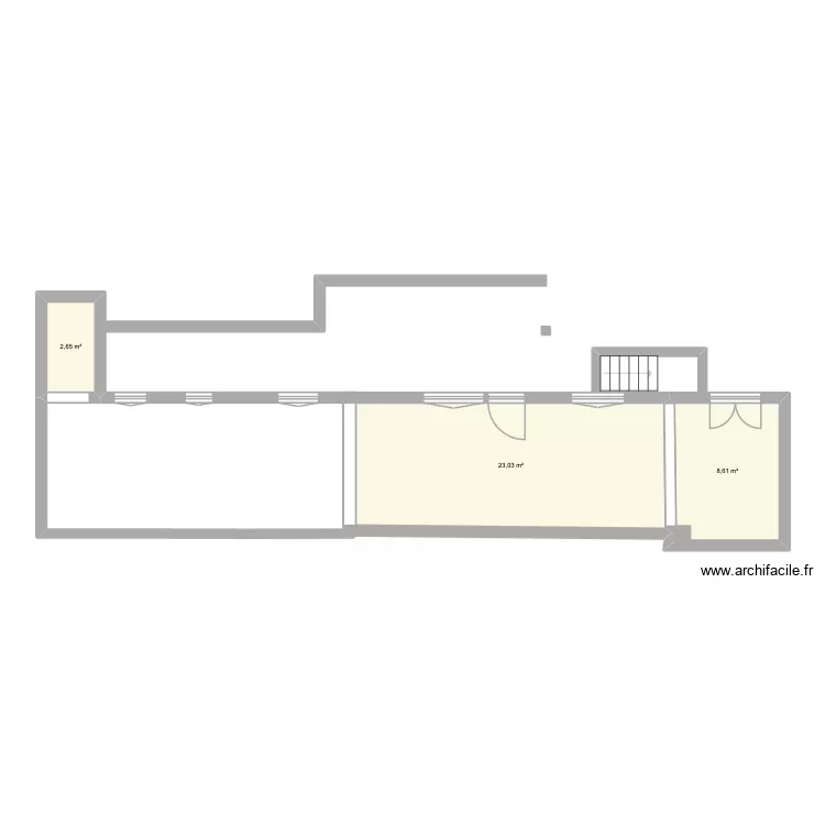 Maison So&eacute;lie sans cloison. Plan de 3  et 34 m²