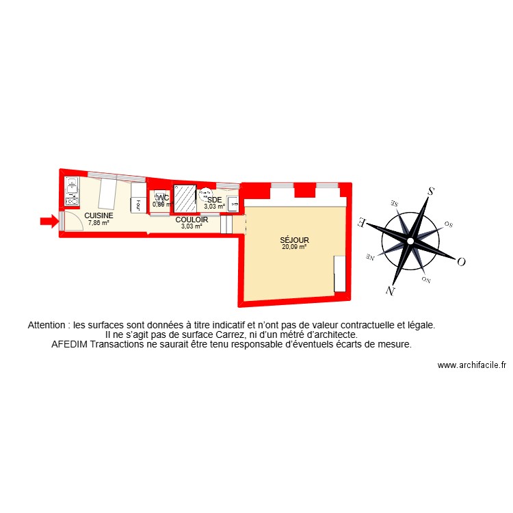 BI 25303. Plan de 6 pièces et 35 m2