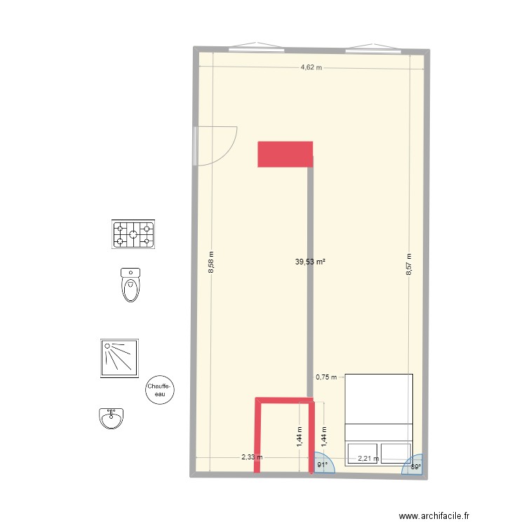 chez thomas. Plan de 1 pièce et 40 m2