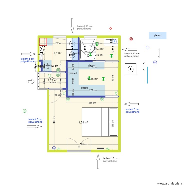 Chambre solution 1 du 6 mars 2024 v2. Plan de 6 pièces et 24 m2