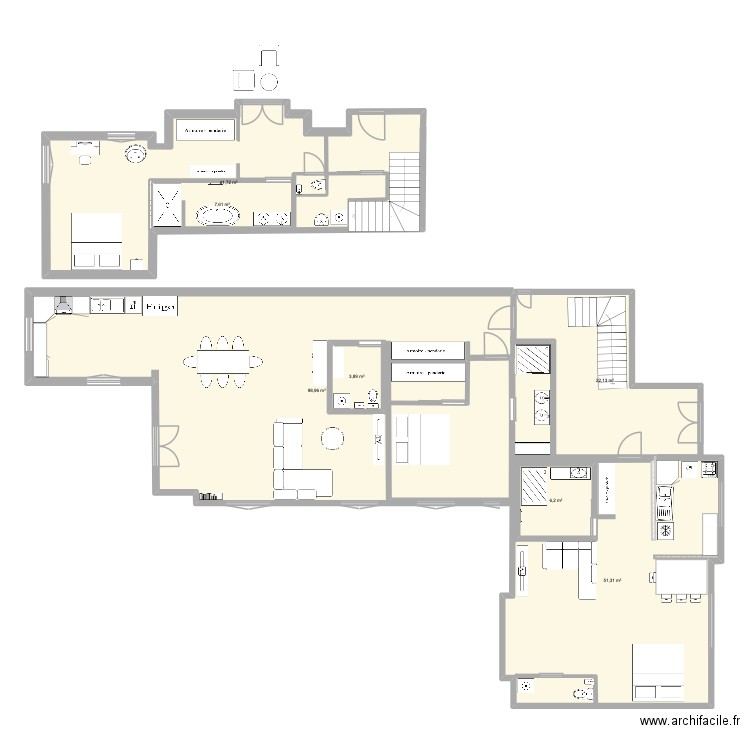 Immeuble neveucelle Rez de chaussée. Plan de 7 pièces et 254 m2