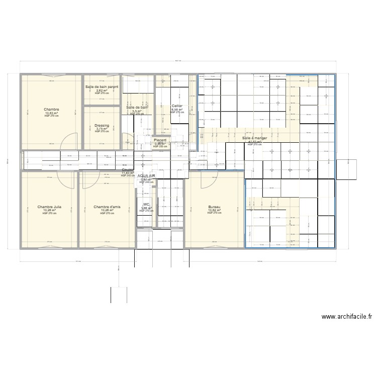 plan carrelage BRAOJOS 90x90. Plan de 13 pièces et 123 m2