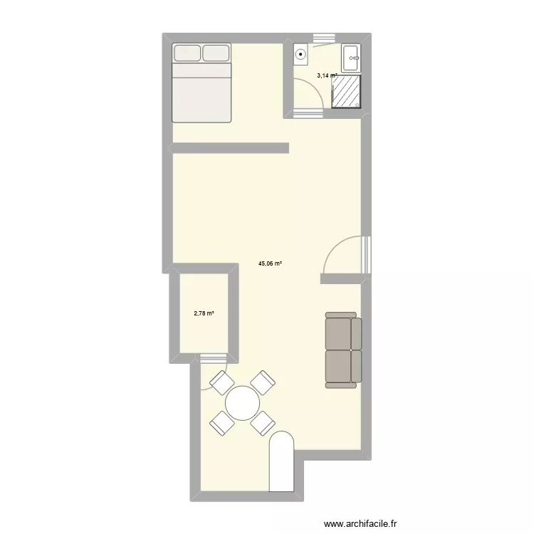 Fontaine Monplaisir. Plan de 3 Pièces et 51 m² Fontaine Monplaisir. Plan de 3 Pièces et 51 m²