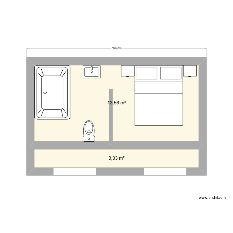 AMENAGEMENT CHAMBRE PARENTALE. Plan de 2 pièces et 17 m2