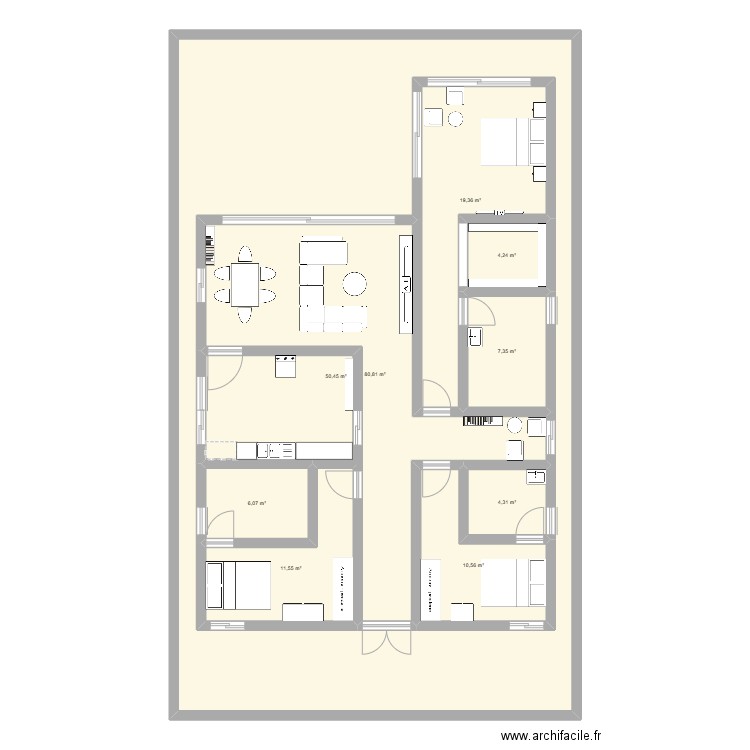 GM4. Plan de 9 pièces et 335 m2