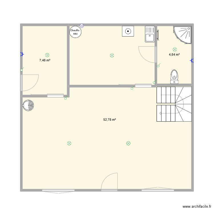 plan elec Bibost. Plan de 3 pièces et 65 m2