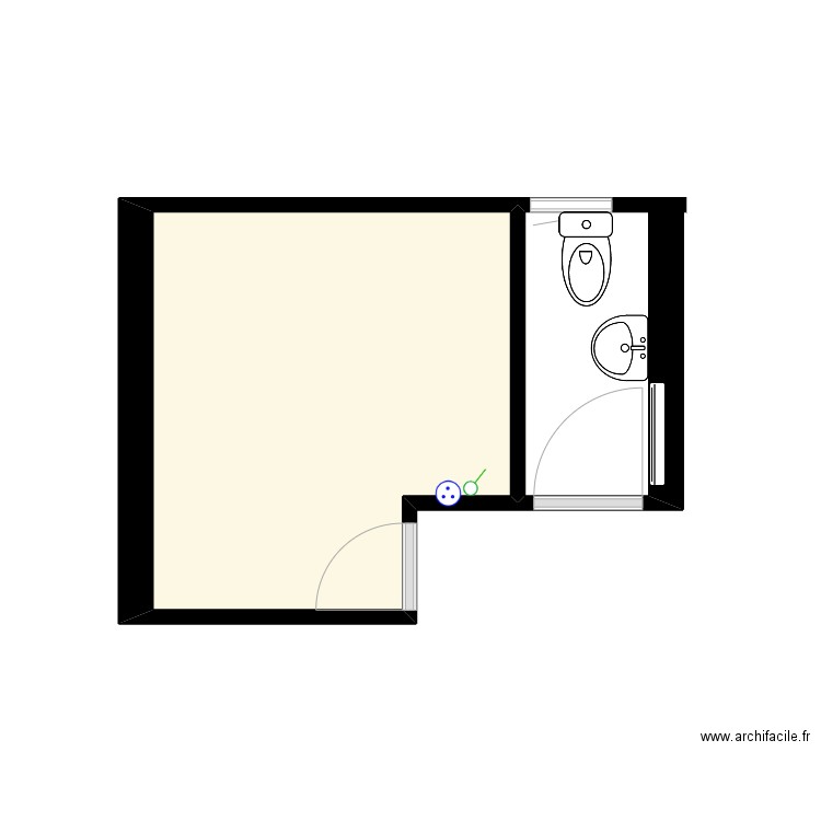 14 balde config acutelle. Plan de 1 pièce et 7 m2