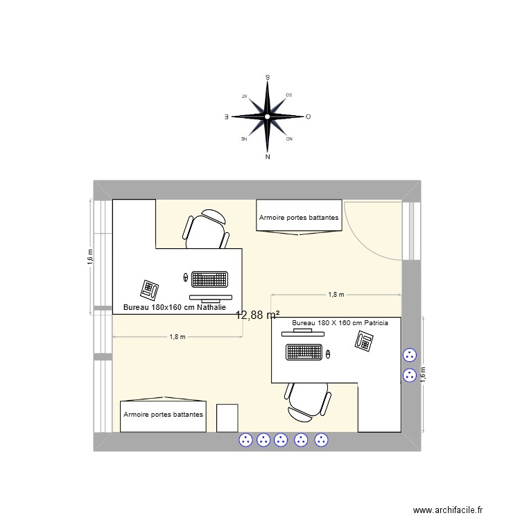 BUREAU RM OPTION 2. Plan de 1 pièce et 13 m2
