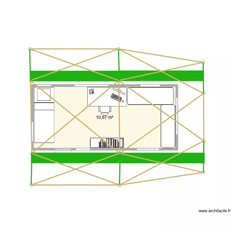 CARAVATELIER ABRI 2. Plan de 1  et 11 m²