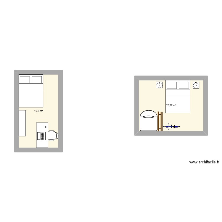 Appartement. Plan de 2 pièces et 23 m2