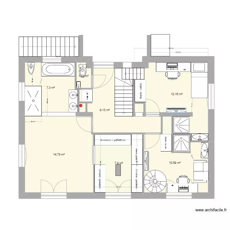 Rouret R+1 V10b. Plan de 