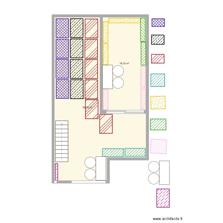 ANCIENS COS. Plan de 2 pièces et 55 m2