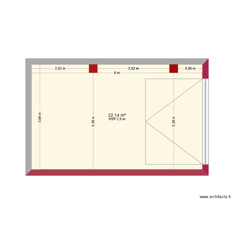 garage. Plan de 1 pièce et 22 m2