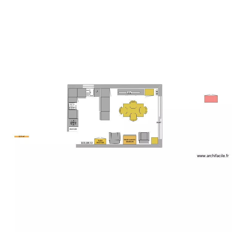 cuisine-salon. Plan de 