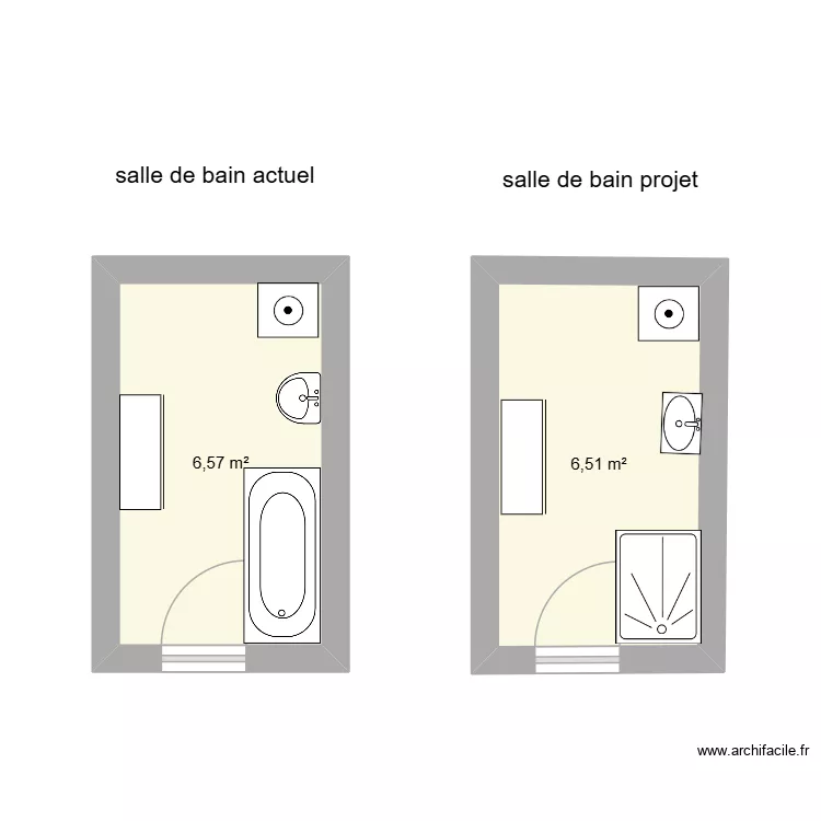 JURADO SDB. Plan de 2  et 13 m²