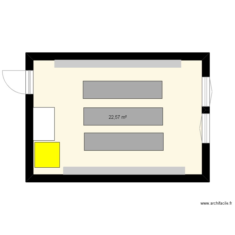 magasin fripperie. Plan de 1 pièce et 23 m2
