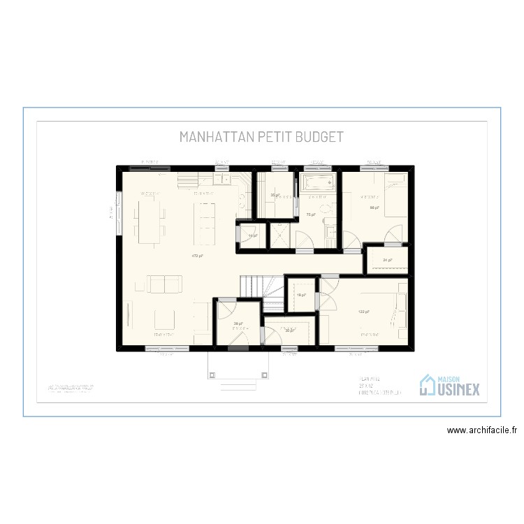 MANHATTAN 26' X 42' PETIT BUDGET. Plan de 10 pièces et 86 m2