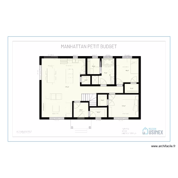 MANHATTAN 26' X 42' PETIT BUDGET. Plan de 