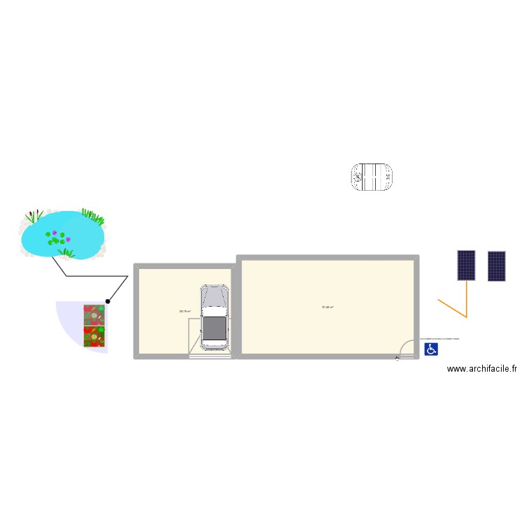 Personal project. Plan de 2 pièces et 77 m2