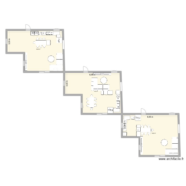 Teste du 8 mai. Plan de 3 pièces et 139 m2