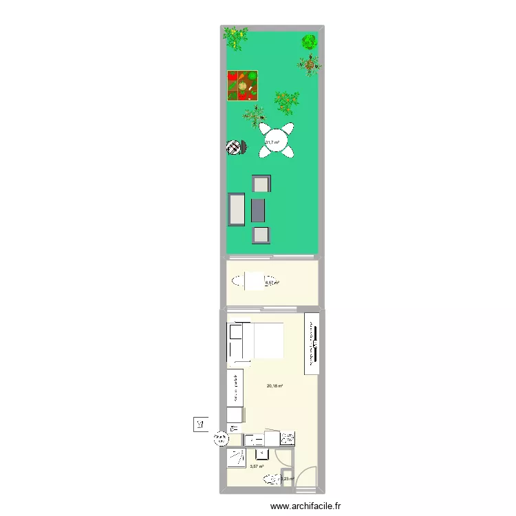 REZ DE JARDIN. Plan de 5 et 62 m² REZ DE JARDIN. Plan de 5 et 62 m²