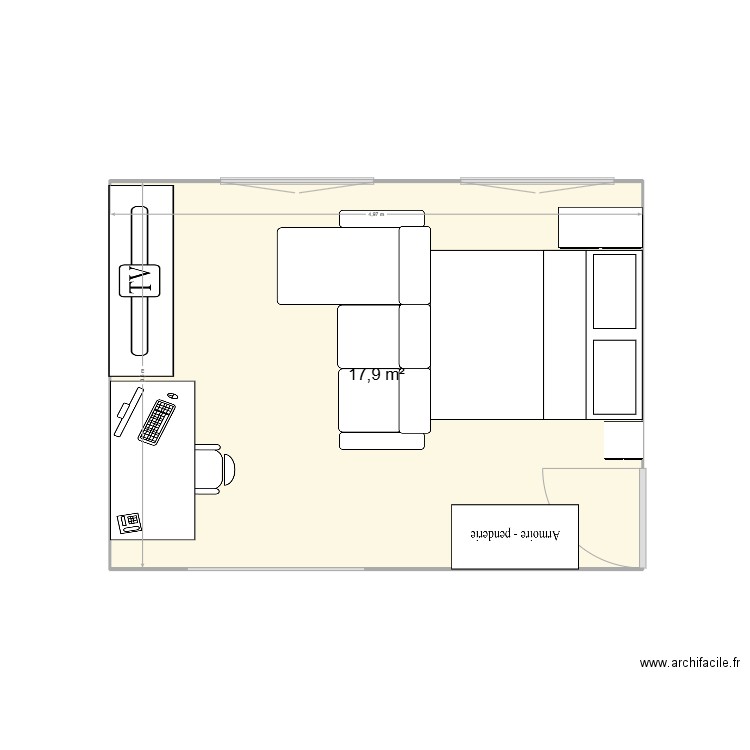 appart pâlais royal. Plan de 1 pièce et 18 m2