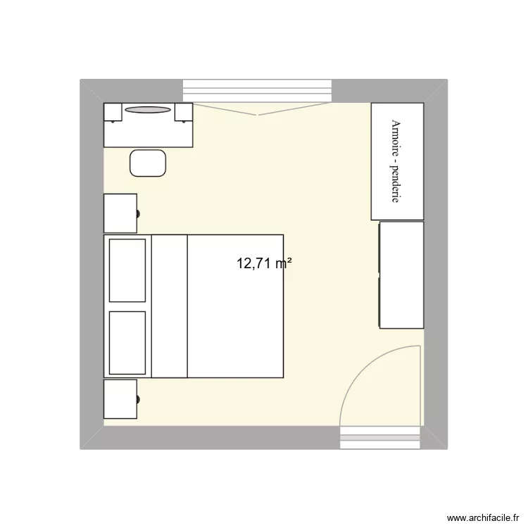 Chambre parents. Plan de 1 et 13 m² Chambre parents. Plan de 1 et 13 m²