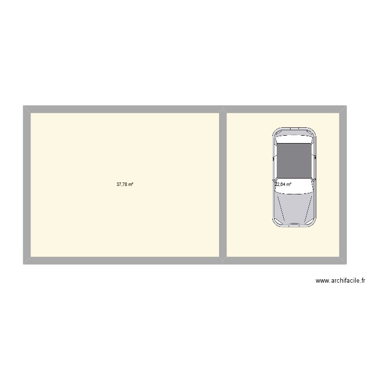 Garage. Plan de 2 pièces et 60 m2