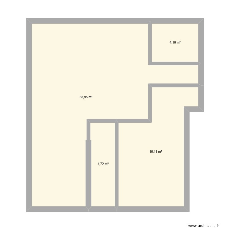 Etage El Heni partiel. Plan de 4 pièces et 64 m2