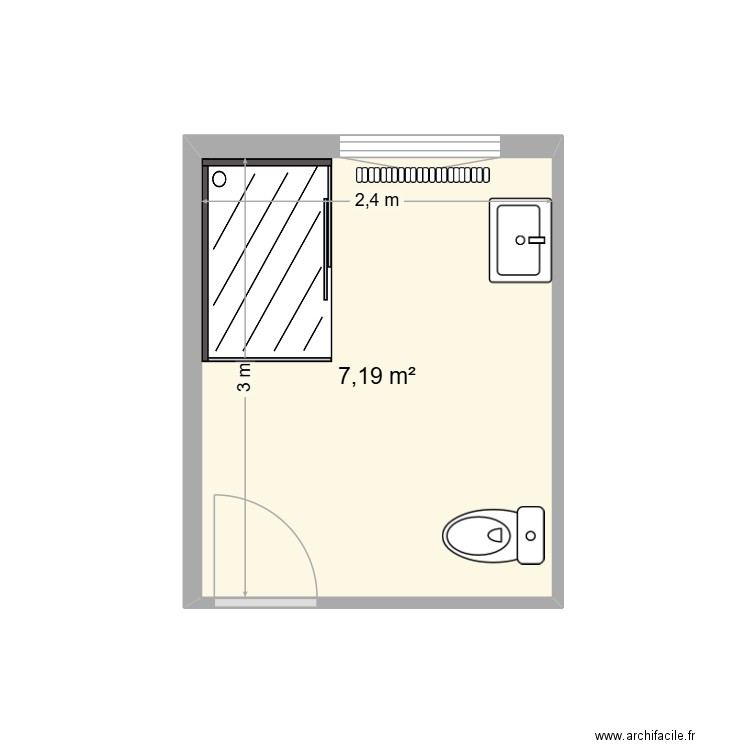 Sheila Chateau l'Eveque - SdB. Plan de 1 pièce et 7 m2