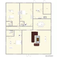 plan de 3 chambres salon avec salle à manger et cuisine bien