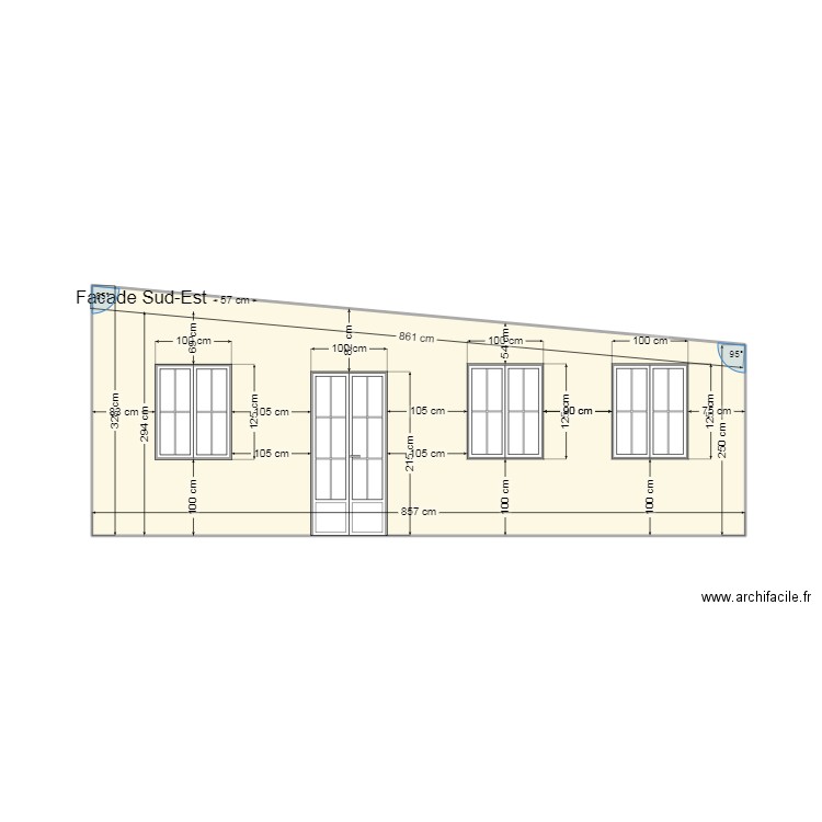 FaçadeSud_est nouvelle inclinaison. Plan de 1 pièce et 25 m2