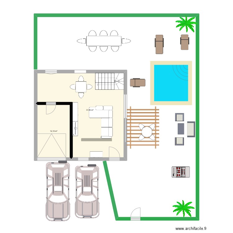 V03. Plan de 2 pièces et 50 m2