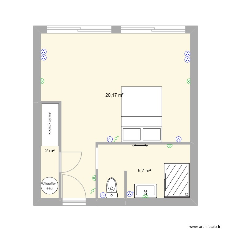 studio la valentine. Plan de 3 pièces et 28 m2