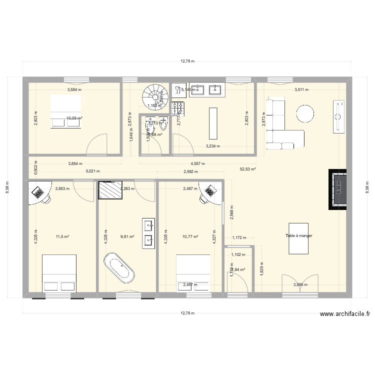 Maisoun dourges 2. Plan de 7 pièces et 98 m2