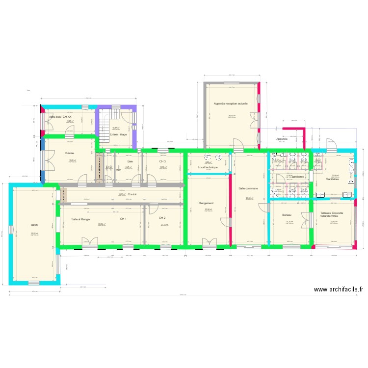 vesr cuisine reno mas perret 1958.2002. Plan de 34 pièces et 398 m2