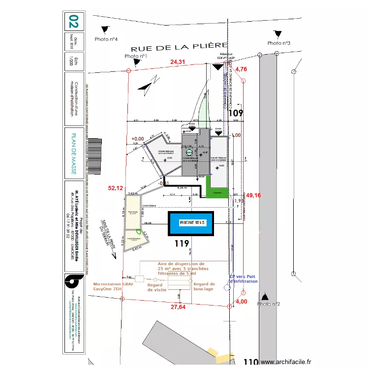 Permis Modificatif OK. Plan de 3  et 56 m²
