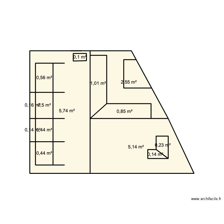 re corrcetion. Plan de 14 pièces et 19 m2
