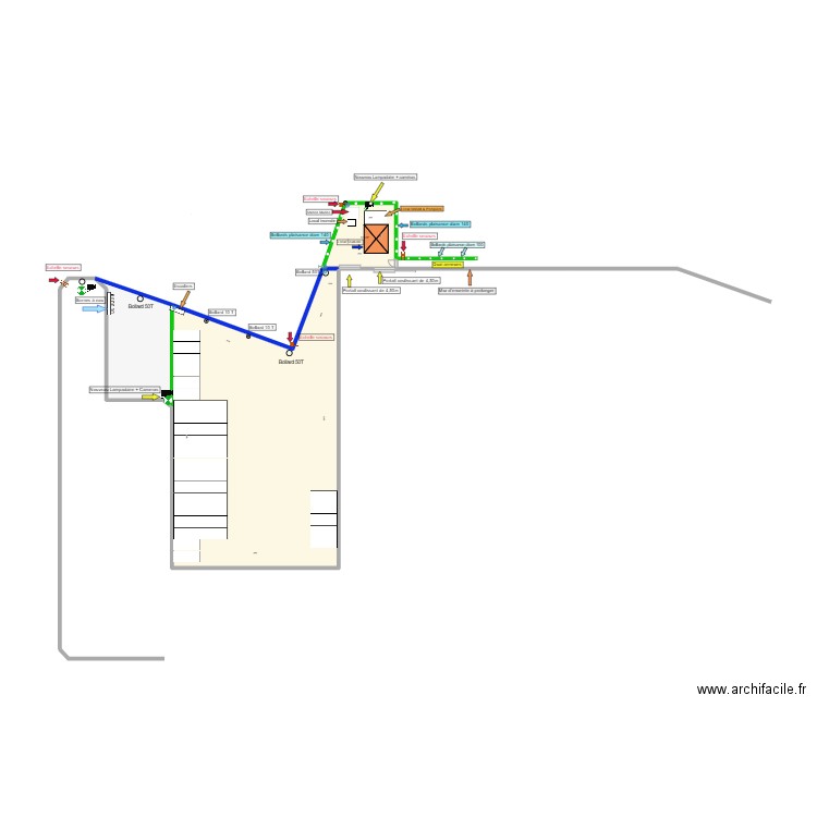 extension port de commerce. Plan de 3 pièces et 24 m2