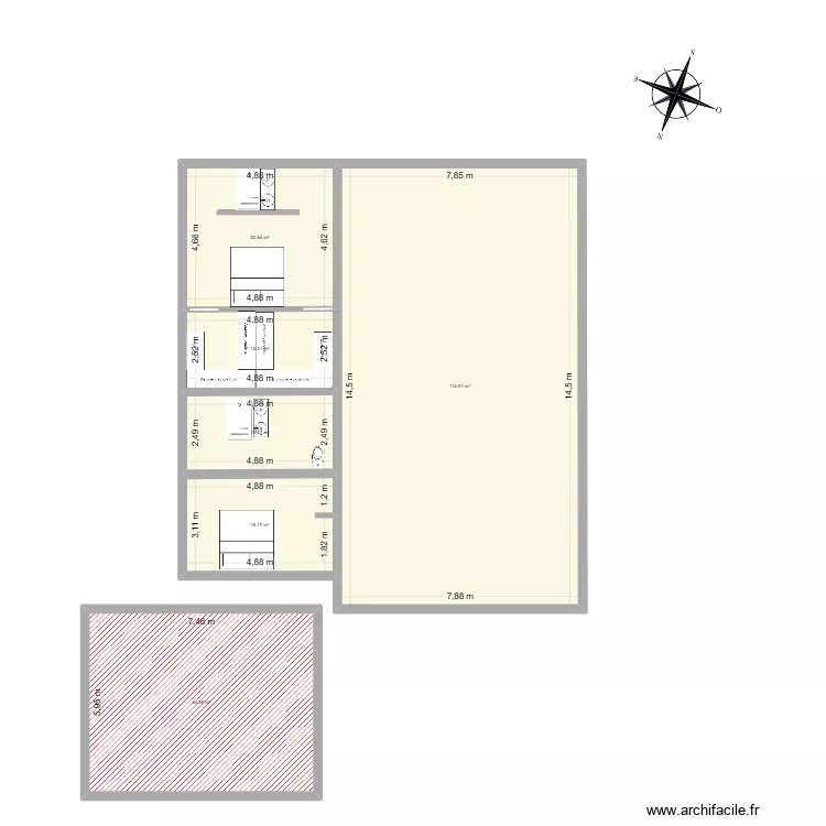 projet 2 2026. Plan de 6 pièces et 221 m²
