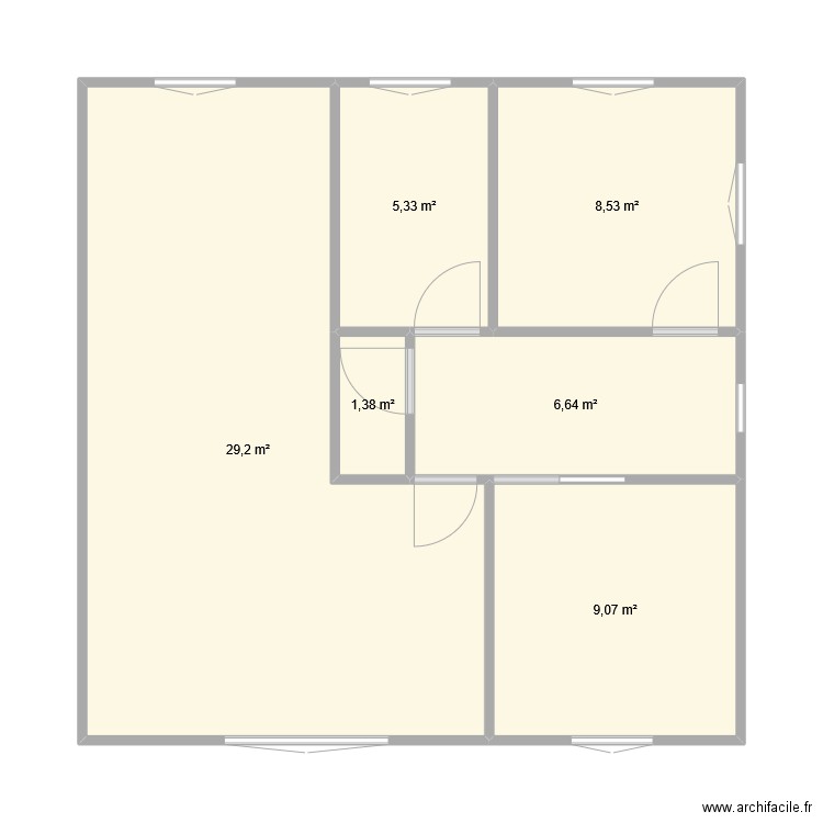 Projet Normandie Etage. Plan de 6 pièces et 60 m2