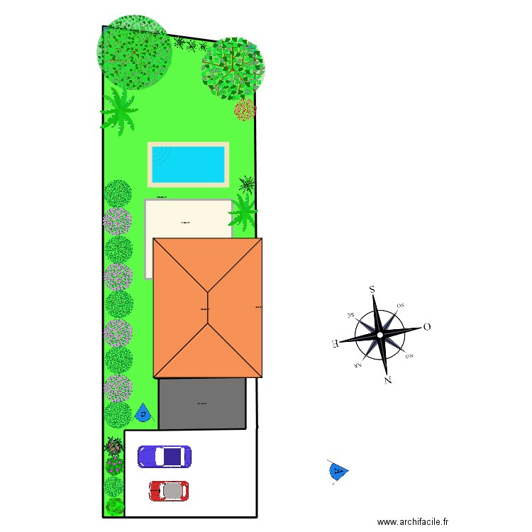 PCMI2-Plan de masse initial 2. Plan de 5 pièces et 289 m2